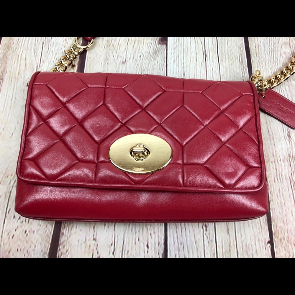 Authentic Red Coach Crossover Purse - Picture 2 of 8